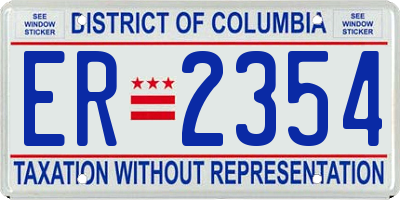 DC license plate ER2354