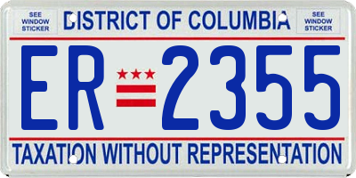 DC license plate ER2355