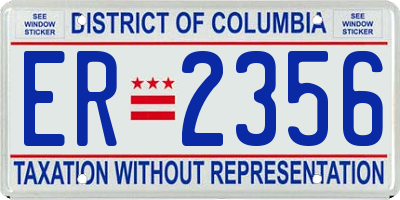 DC license plate ER2356