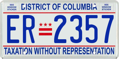 DC license plate ER2357