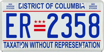 DC license plate ER2358