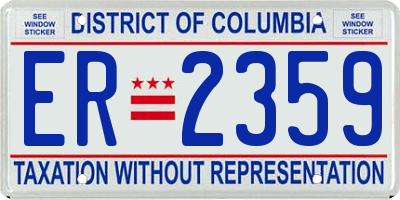 DC license plate ER2359