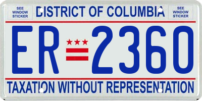 DC license plate ER2360