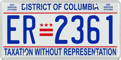 DC license plate ER2361