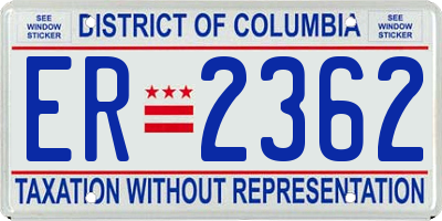 DC license plate ER2362