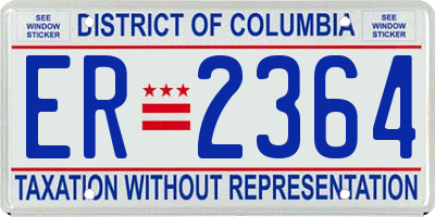 DC license plate ER2364
