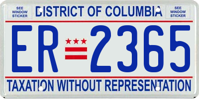 DC license plate ER2365