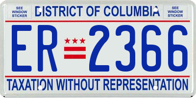 DC license plate ER2366