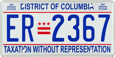 DC license plate ER2367
