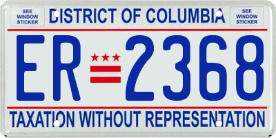 DC license plate ER2368