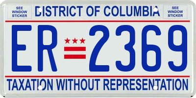DC license plate ER2369