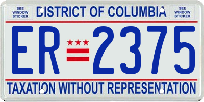 DC license plate ER2375