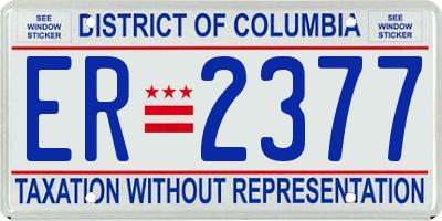 DC license plate ER2377