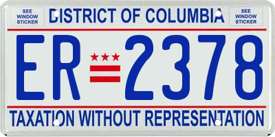 DC license plate ER2378