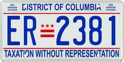 DC license plate ER2381