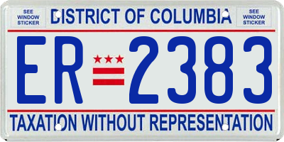 DC license plate ER2383