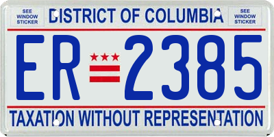 DC license plate ER2385