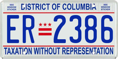 DC license plate ER2386