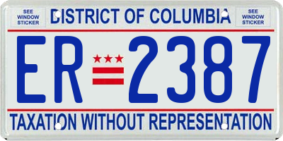 DC license plate ER2387