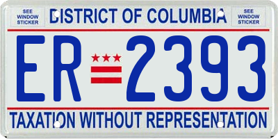 DC license plate ER2393