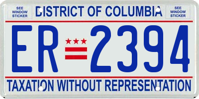 DC license plate ER2394