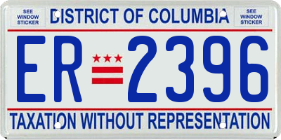 DC license plate ER2396