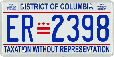 DC license plate ER2398