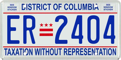 DC license plate ER2404