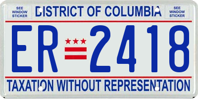 DC license plate ER2418