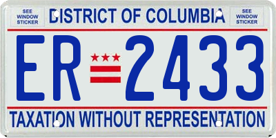 DC license plate ER2433