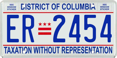 DC license plate ER2454