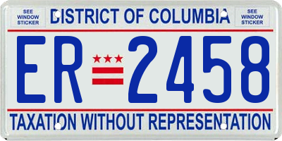 DC license plate ER2458