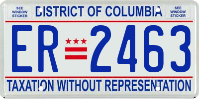 DC license plate ER2463