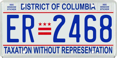 DC license plate ER2468