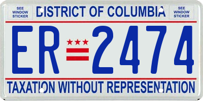 DC license plate ER2474