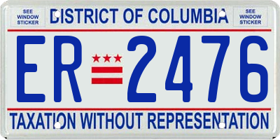 DC license plate ER2476