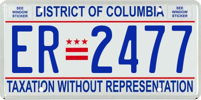 DC license plate ER2477