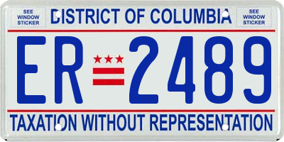 DC license plate ER2489