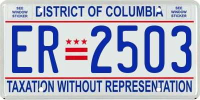 DC license plate ER2503