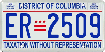 DC license plate ER2509