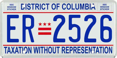DC license plate ER2526