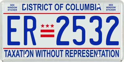 DC license plate ER2532