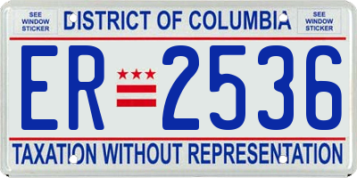 DC license plate ER2536