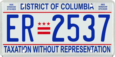 DC license plate ER2537