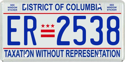 DC license plate ER2538
