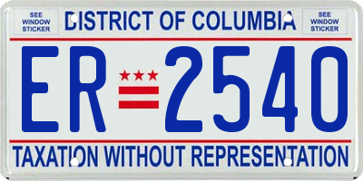 DC license plate ER2540