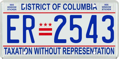 DC license plate ER2543