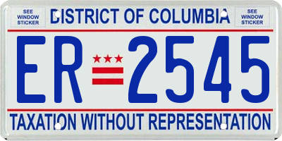 DC license plate ER2545