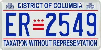 DC license plate ER2549