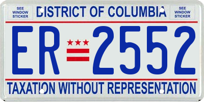 DC license plate ER2552